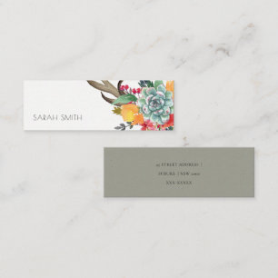 FLORAL SUCCULENT ANTLER BOHEMIAN ALLURE ADDRESS MINI BUSINESS CARD