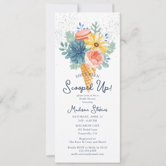 Floral Succulent Macaron Bridal Shower Invitation (Front)
