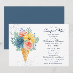 Floral Succulent Macaron Bridal Shower Invitation