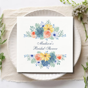 Floral Succulent Macaron Bridal Shower Napkin