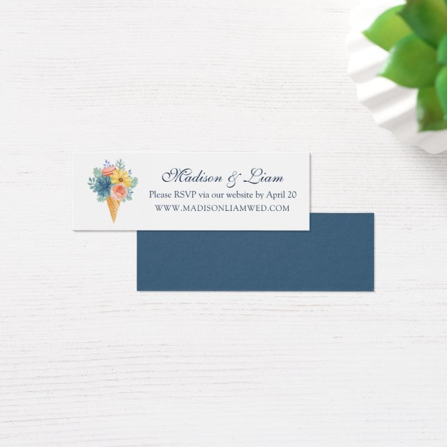 Floral Succulent Macaron Wedding RSVP Cards (Desk)