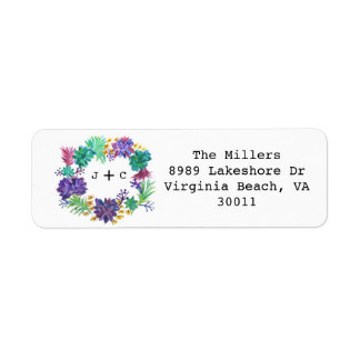 Floral & Succulent Wreath Return Address Label