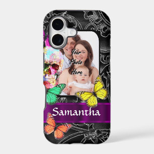 Floral sugar skull and butterflies
