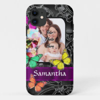 Floral sugar skull and butterflies