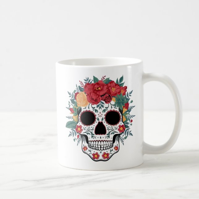 Floral Sugar Skull Coffee Mug (Right)