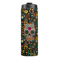 Floral Sugar Skull & Colourful Flowers Pattern