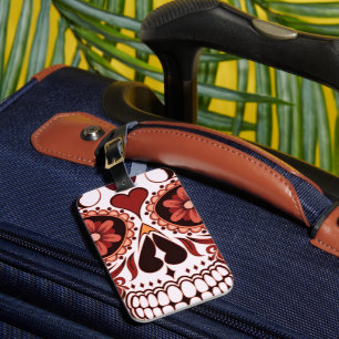 Floral Sugar Skull Day of the Dead Art Luggage Tag
