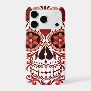 Floral Sugar Skull Day of the Dead Art Orange