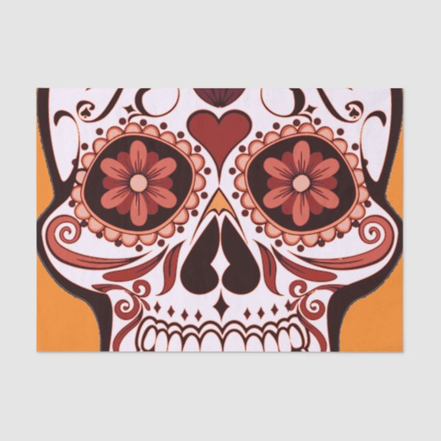 Floral Sugar Skull Day of the Dead Art Tissue Paper (Front)