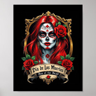 Floral Sugar Skull Day Of The Dead Dia De Muertos Poster