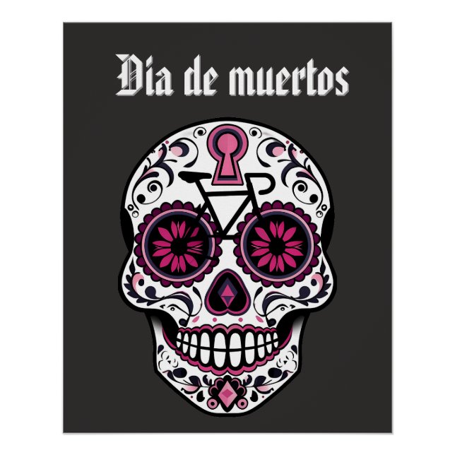 Floral Sugar Skull, Day Of The Dead Glossy Poster (Front)