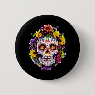 Floral Sugar Skull Day Of The Government Agencyd 2 Inch Round Button