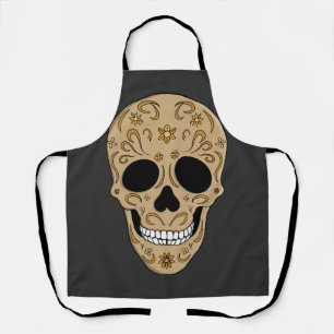 Floral Sugar Skull Dia de los Muertos Apron