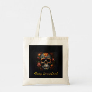 Floral Sugar Skull Dia de los Muertos Calavera Tote Bag