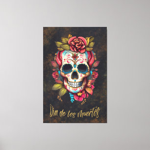 Floral Sugar Skull Día de los Muertos Spanish  Canvas Print