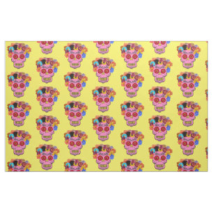 Floral Sugar Skull Fabric