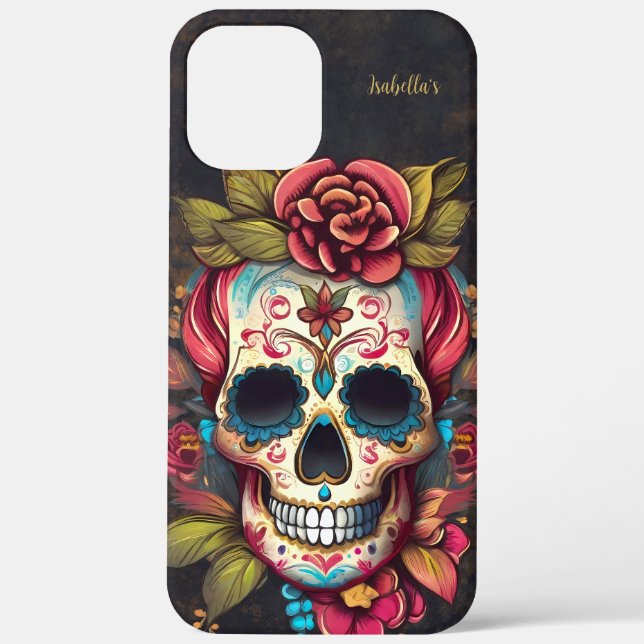 Floral Sugar Skull Milestone Birthday Case-Mate iPhone Case (Back)