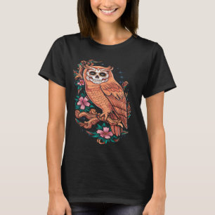 Floral Sugar Skull Owl T-Shirt