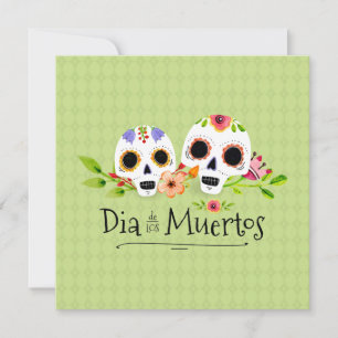 Floral Sugar Skulls Dia de Muertos Invitation