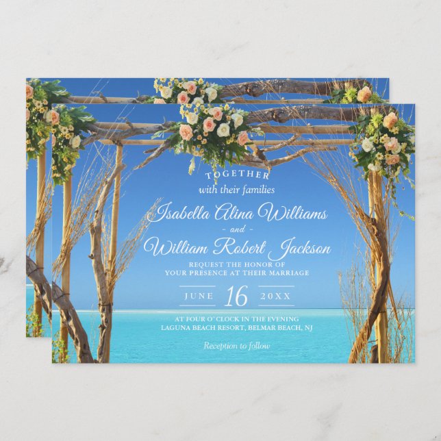 Floral Summer Beach Wedding Gate Invitation (Front/Back)
