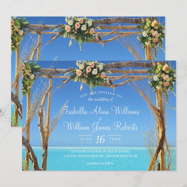 Floral Summer Beach Wedding Gate Invitation (Front/Back)