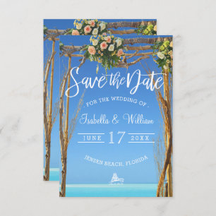 Floral Summer Beach Wedding Gate Save the Date Invitation