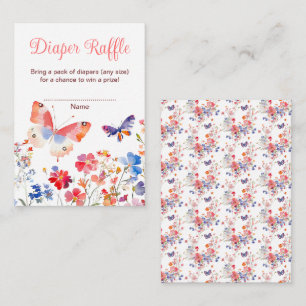 Floral Summer Butterfly Baby Shower Diaper Raffle Enclosure Card