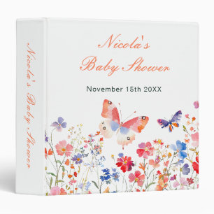 Floral Summer Butterfly Baby Shower Photo Album Binder