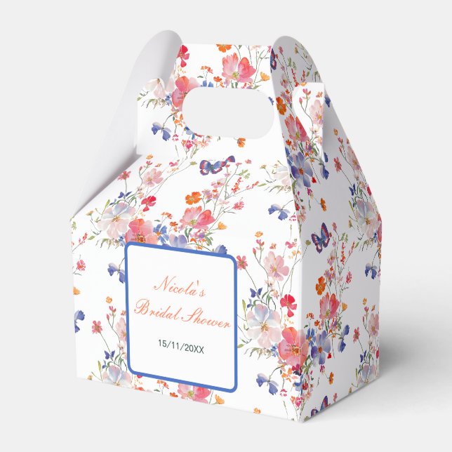 Floral Summer Butterfly Bridal Shower Favor Box (Front Side)