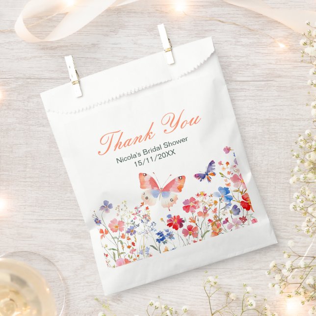 Floral Summer Butterfly Bridal Shower Favour Bag (Clipped)