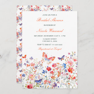 Floral Summer Butterfly Bridal Shower Invitation