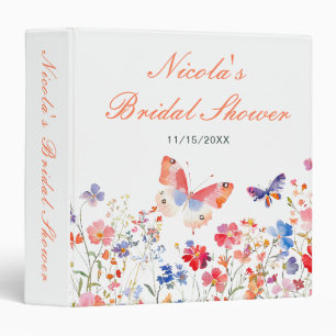 Floral Summer Butterfly Bridal Shower Photo Album Binder