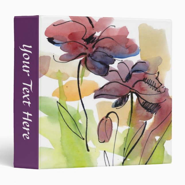 Floral summer design with hand-painted abstract 2 binder (Front/Spine)
