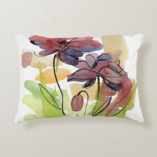 Floral summer design with hand-painted abstract 2 decorative pillow