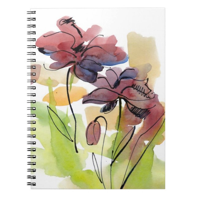 Floral summer design with hand-painted abstract 2 notebook (Front)