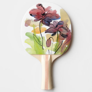 Floral summer design with hand-painted abstract 2 ping pong paddle