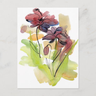Floral summer design with hand-painted abstract 2 postcard