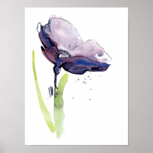 Floral summer design with hand-painted abstract poster