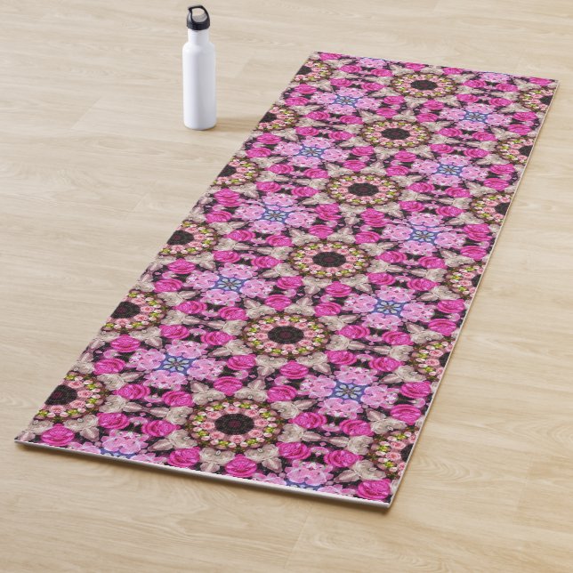Floral summer pink pattern yoga mat (In Situ)