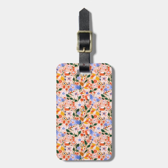 Floral Summer Wildflowers Blooming Garden  Luggage Tag (Front Vertical)