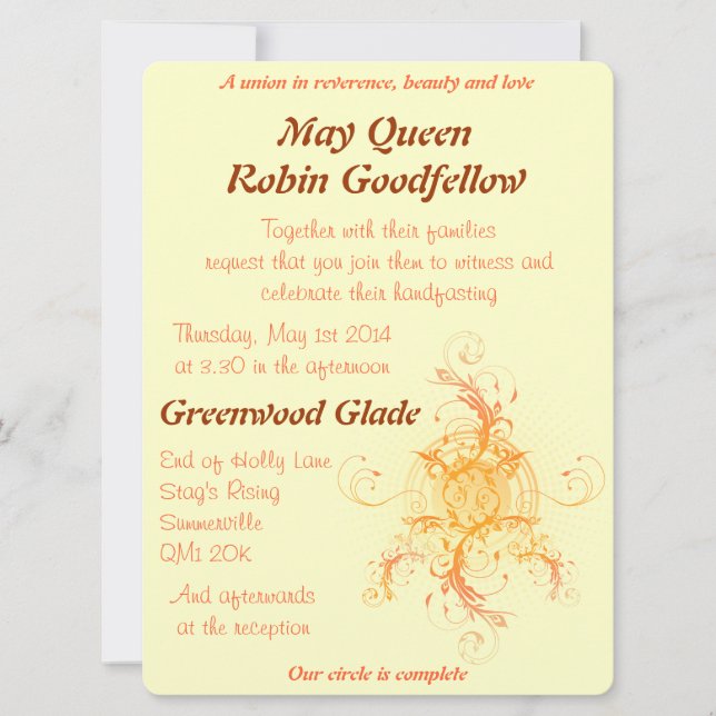 Floral Sun Handfasting Invitation Design 2 (Front)