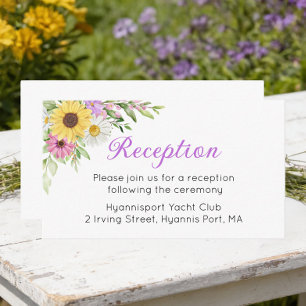 Floral Sunflower Daisy Garden Wedding Reception Enclosure Card