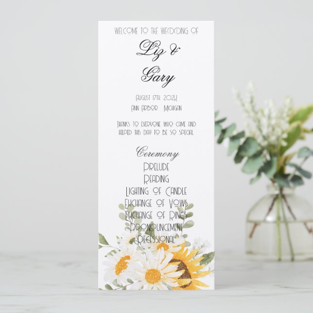 Floral Sunflower & Daisy Program (Standing Front)