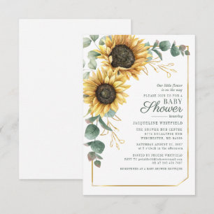 Floral Sunflower Eucalyptus Botanical Baby Shower Invitation