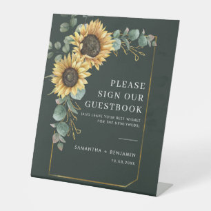 Floral Sunflower Eucalyptus Botanical Pedestal Sign