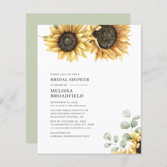 Floral Sunflower Eucalyptus Bridal Shower (Front/Back)