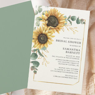 Floral Sunflower Eucalyptus Bridal Shower Stationery