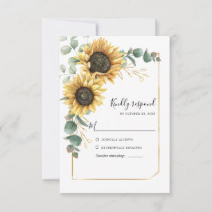 Floral Sunflower Eucalyptus Geometric Greenery RSVP Card