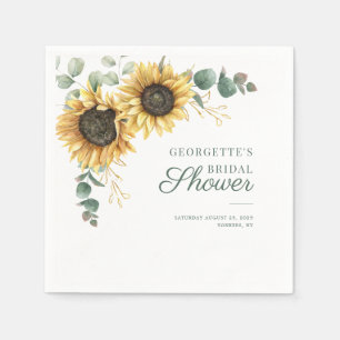 Floral Sunflower Eucalyptus Greenery Bridal Shower Napkin