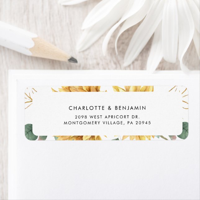 Floral Sunflower Eucalyptus Mariage Adresse de ret (En situation)